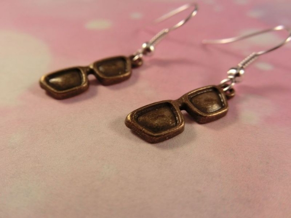 Brille Ohrringe Vintage bronzefarben Sonnenbrille